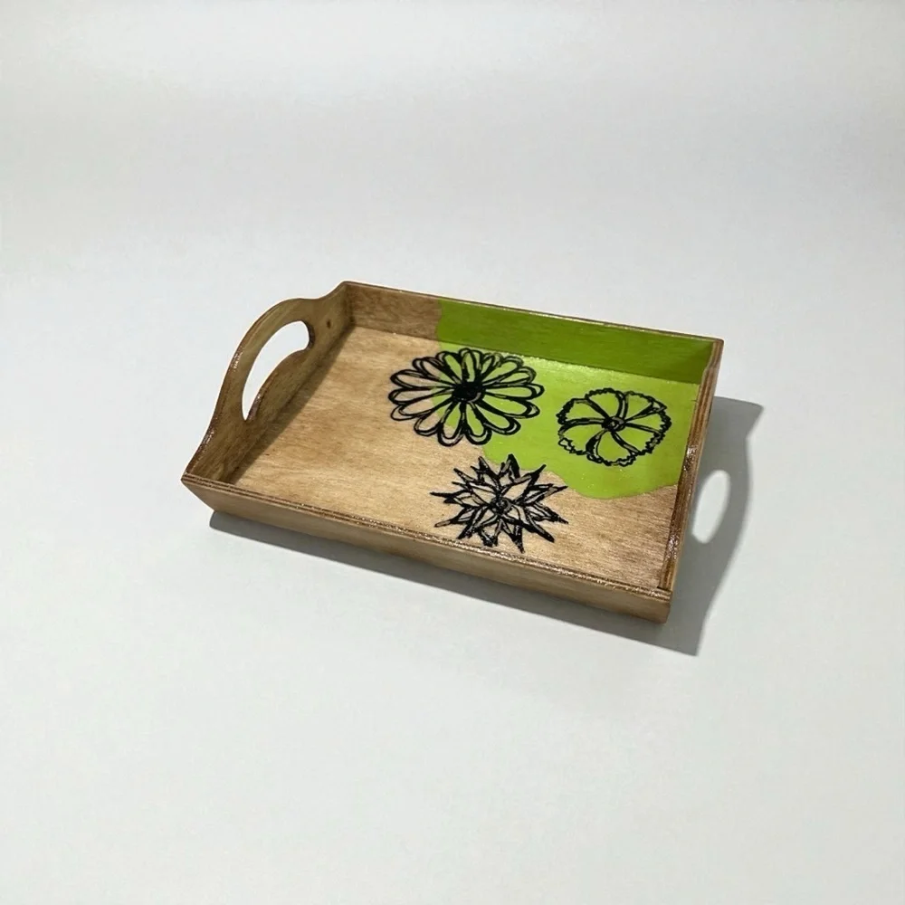 Handmade Wooden Trinket Dish Floral